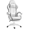 Buy Vinsetto Computer Gaming Chair, PU Leather Desk Chair with Footrest, Swivel Task Chair with 135° Reclining Back and Lumbar Support, PC Chair for Adults, White and Grey from Furnituretta