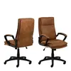 Buy Brad Swivel Office Desk Chair – Camel Brown Microfiber with Armrests from Furnituretta