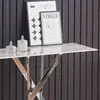 Buy Scimitar Marble Console Table – 100 cm Marble-Effect Top with Chrome Legs, 2 from Furnituretta