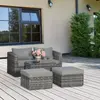 Buy Outsunny 2 Seater Rattan Garden Furniture Set Tall Glass-Top Table, 9 from Furnituretta