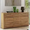 Buy Newry Large Oak Effect 3 Drawer Sideboard – Soft Close with Black Accents from Furnituretta
