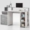 Buy Ripon Computer Desk with Hutch – White & Concrete Grey Finish from Furnituretta