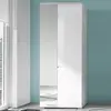 Buy Malton Slim Wardrobe – White Gloss Front with Mirrored Door and Matt White Frame from Furnituretta