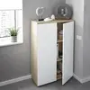 Buy Corby Office Storage Cupboard – Oak and White Finish with 2 Doors and Shelves, 2 from Furnituretta