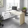 Buy Corby L-Shaped Computer Desk – Oak and White Finish with 2 Drawers and Shelf from Furnituretta