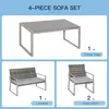 Buy Outsunny 4-Seater Rattan Garden Furniture Set 2 Single Sofa, 4 from Furnituretta