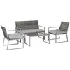Buy Outsunny 4-Seater Rattan Garden Furniture Set 2 Single Sofa from Furnituretta