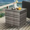 Buy Outsunny Rattan Side Table Garden Furniture Patio Frame Tempered Glass from Furnituretta
