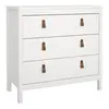 Buy Barcelona Chest of 3 Drawers – White Finish with Leather Tab Handles from Furnituretta