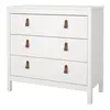 Buy Barcelona Chest of 3 Drawers – White Finish with Leather Tab Handles, 3 from Furnituretta