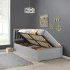 Buy Francis Grey Wooden Ottoman Bed – Single | Gas-Lift Storage & Adaptable Side Opening, Colour: Grey, Size: Single (3ft), Item Width: 106.9, 4 from Furnituretta