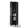 Buy Ascot Tall Display Cabinet Vertical Grooved Lines Matte Black, 3 from Furnituretta