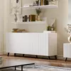 Buy Ascot Wide 4 Door Sideboard with Cupboard Matte White, Colour: White from Furnituretta