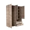 Buy Kinross Modern 4 Door Wardrobe – Grey Oak with Mirror, Drawers & Open Shelf, Colour: Oak, 4 from Furnituretta