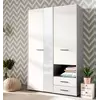 Buy Kinross Modern 3 Door Wardrobe – White with Mirror & 2 Drawers, Colour: White, 7 from Furnituretta