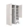 Buy Kinross Modern 3 Door Wardrobe – White with Mirror & 2 Drawers, Colour: White, 6 from Furnituretta