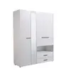 Buy Kinross Modern 4 Door Wardrobe – White with Mirror, Drawers & Open Shelf, Colour: White, 3 from Furnituretta