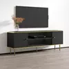 Buy Kelso TV Unit Cabinet 2 Doors with Open Shelf Black and Gold, Colour: Black from Furnituretta