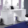 Buy Malton Large Computer Desk with 2 Drawers and 2 Cupboards White Gloss from Furnituretta