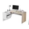 Buy Corby L-Shaped Computer Desk – Oak and White Finish with 2 Drawers and Shelf, 2 from Furnituretta