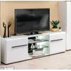 Buy Widnes White Large TV Cabinet – High Gloss with 2 Doors & Glass Shelves from Furnituretta