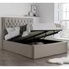 Buy Wilson Oatmeal Fabric Ottoman Bed – King | Gas Lift Storage Frame with Buttoned Headboard, Colour: Oatmeal, Size: King (5ft), Item Width: 160 from Furnituretta