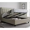 Buy Brandon Oatmeal Fabric Ottoman Bed – Double | Gas Lift Storage Frame with Buttoned Headboard, Colour: Oatmeal, Size: Double (4ft6), Item Width: 141.5 from Furnituretta