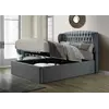 Buy Warwick Grey Velvet Ottoman Bed King Size – Gas Lift Storage Frame with Winged Headboard, Colour: Grey, Size: King (5ft), Item Width: 160 from Furnituretta