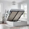 Buy Arizona White Wooden Ottoman Storage Bed – King | Gas Lift Frame with Bookcase Headboard, Colour: White, Size: King (5ft), Item Width: 172, 3 from Furnituretta