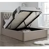 Buy Wilson Oatmeal Fabric Ottoman Bed – King | Gas Lift Storage Frame with Buttoned Headboard, Colour: Oatmeal, Size: King (5ft), Item Width: 160, 4 from Furnituretta