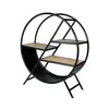 Buy Cosmo Industrial Round Open Bookcase – Vintage Handcrafted Design with Reclaimed Wood & Metal, 3 from Furnituretta