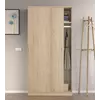 Buy Larsen Small Narrow Sliding 2 Door Wardrobe in Canadian Oak Effect, Colour: Oak, Item Width: 100 from Furnituretta