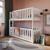 Buy Wooden Bunk Bed Konrad White Matt with Cot Bed, Colour: White Matt, Mattresses: Foam Mattresses from Furnituretta