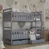 Buy Wooden Bunk Bed Monika with Storage Grey, Colour: Grey Matt, Mattresses: Foam/Bonnell Mattresses from Furnituretta