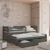 Buy Wooden Double Bed Senso with Trundle and Storage Graphite, Colour: Graphite, Mattresses: Foam/Bonnell Mattresses from Furnituretta
