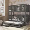 Buy Wooden Bunk Bed Emily with Trundle and Storage Graphite, Colour: Graphite, Mattresses: Foam/Bonnell Mattresses, 4 from Furnituretta