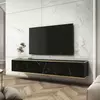 Buy Oro Floating TV Cabinet – Black Marble 175cm | Sleek Wall-Mounted Media Storage, Colour: Black Marble, Item Width: 175 from Furnituretta