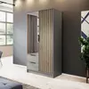 Buy Nelly Hinged Door Mirror Wardrobe 105cm Grey, Colour: Grey, Item Width: 105 from Furnituretta