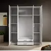Buy Karl Hinged Door Wardrobe White – 160 cm Wide with Mirrors & Storage, Colour: White, Item Width: 160, 4 from Furnituretta