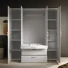 Buy Vesala Wardrobe – White Matt Finish with Mirrored Doors (180 cm), Colour: White, 5 from Furnituretta
