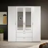 Buy Vesala Wardrobe – White Matt Finish with Mirrored Doors (180 cm), Colour: White, 4 from Furnituretta
