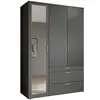 Buy Vesala Wardrobe – Graphite Matt Finish with Mirror (135 cm), Colour: Graphite Matt, Item Width: 135, 6 from Furnituretta