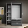 Buy Vesala Wardrobe – Graphite Matt Finish with Mirror (135 cm), Colour: Graphite Matt, Item Width: 135, 3 from Furnituretta