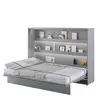 Buy BC-04 Horizontal Wall Bed – Grey Matt 140cm | Fold-Away Bed with Shelves & Soft-Close System, Colour: Grey Matt, Size: 140 x 200cm from Furnituretta
