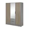 Buy Nelly Hinged Door Mirror Wardrobe Grey 155cm, Colour: Grey, Item Width: 155, 4 from Furnituretta