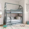 Buy Dalia Bunk Bed with Trundle and Storage Grey, Colour: Grey, Mattresses: Foam/Bonnell Mattresses from Furnituretta