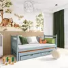 Buy Wooden Double Bed Daniel with Trundle and Storage Grey Matt, Colour: Grey Matt, Mattreses: Foam/Bonnell Mattresses from Furnituretta