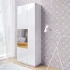 Buy Silke 12 Tall Display Cabinet White Gloss & Wotan Oak [Left], Colour: White Gloss / Wotan Oak, Item Width: 80, 4 from Furnituretta