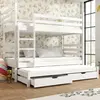 Buy Wooden Bunk Bed Tomi with Trundle and Storage White Matt, Colour: White Matt, Mattress: Foam Mattresses, 4 from Furnituretta