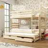 Buy Wooden Bunk Bed Tomi with Trundle and Storage Pine, Colour: Pine, Mattress: Foam/Bonnell Mattresses, 4 from Furnituretta